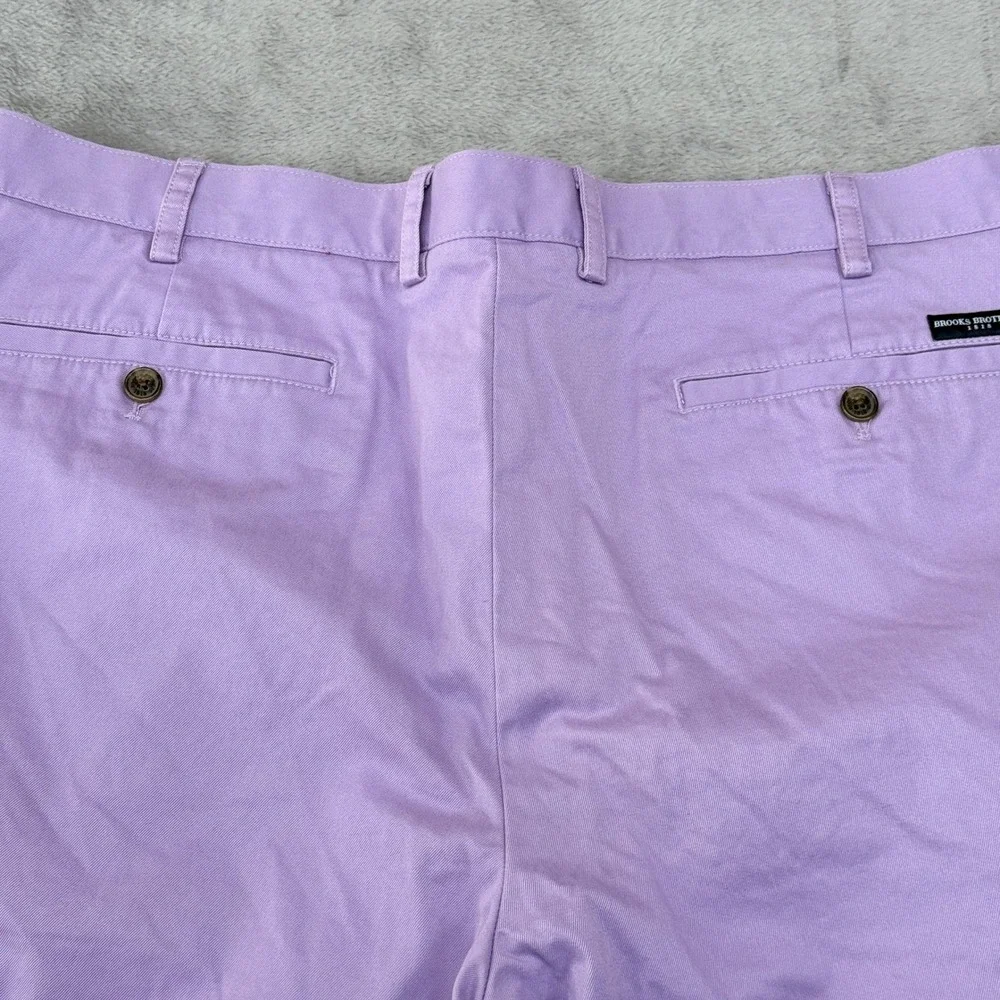 Brooks Brothers Chino Shorts Mens 40 Purple Lavender Cotton‎ Twill Flat Front